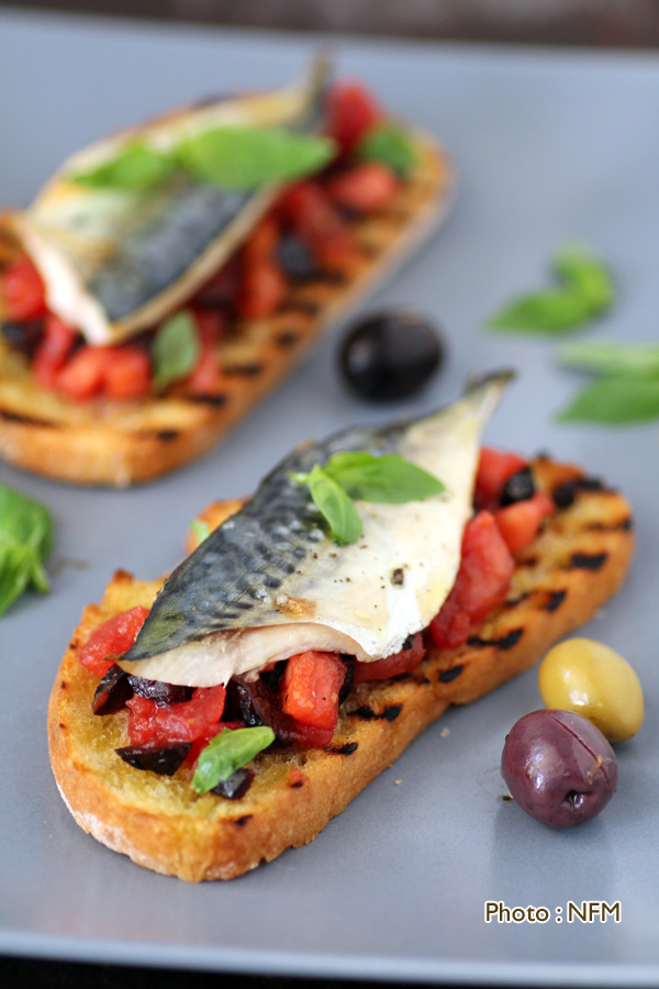 Recette maquereau grillé en bruschetta