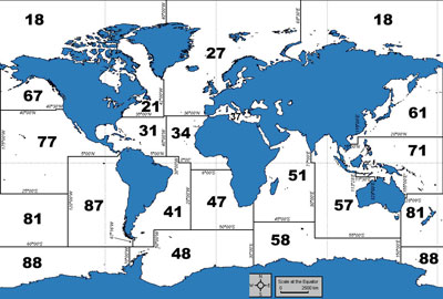 Carte FAO Zones de Peche