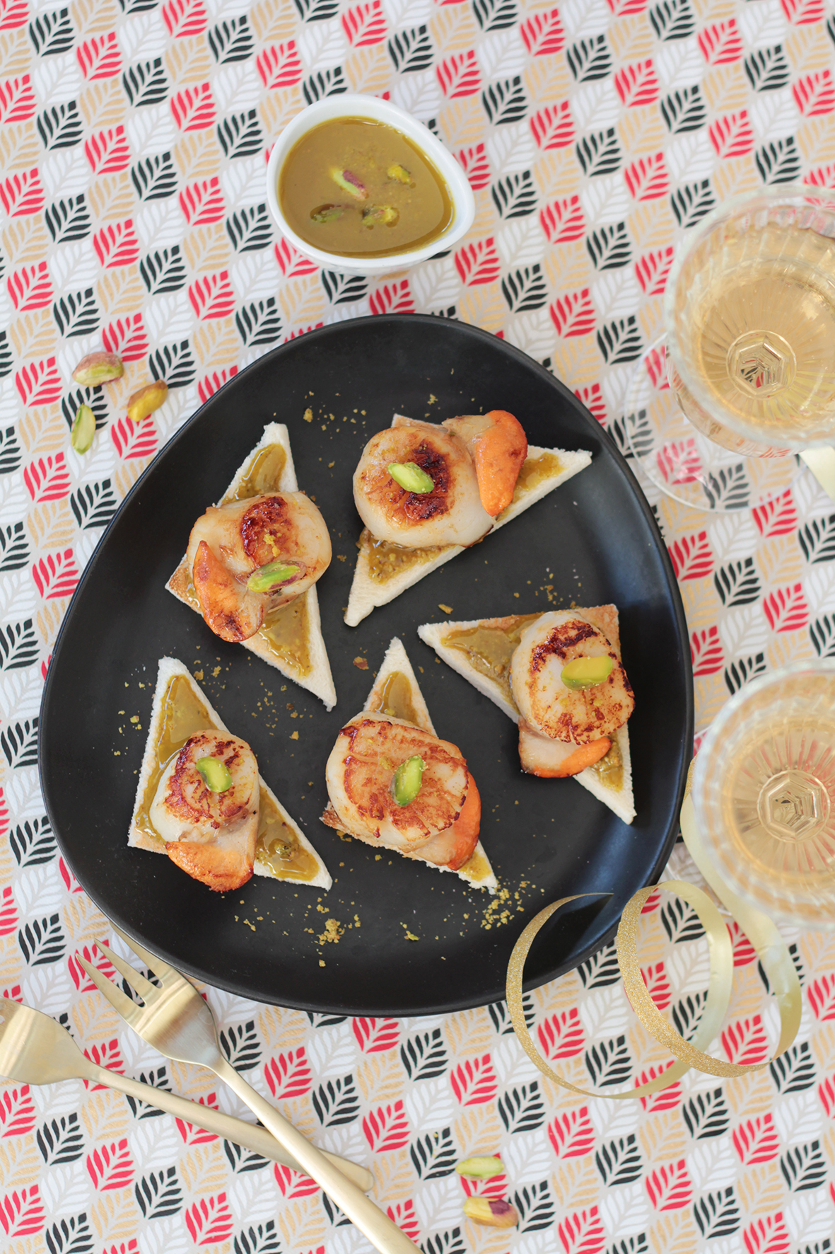 Recette Coquille Saint-Jacques snackées à la pistache