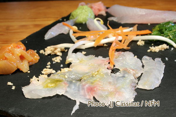 Recette Grondin rouge sashimis wasabi