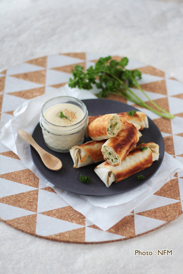 Recette Tacaud en Nems sauce camembert