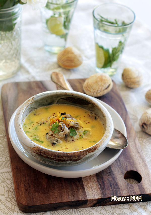 Recette Praires en soupe à l'orange